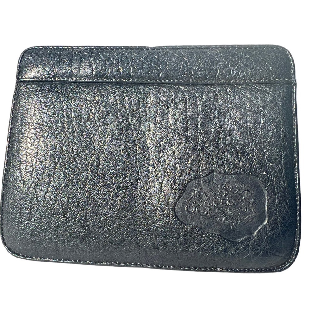 Vintage Carlos Falchi small leather 80s 90s  logo pouch cosmetic clutch bag